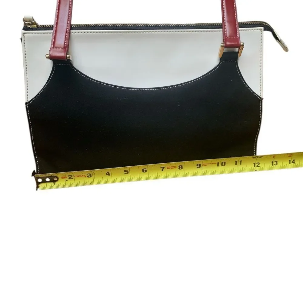 Vintage Jones New York Elegant Black and White Handbag with Red Accents